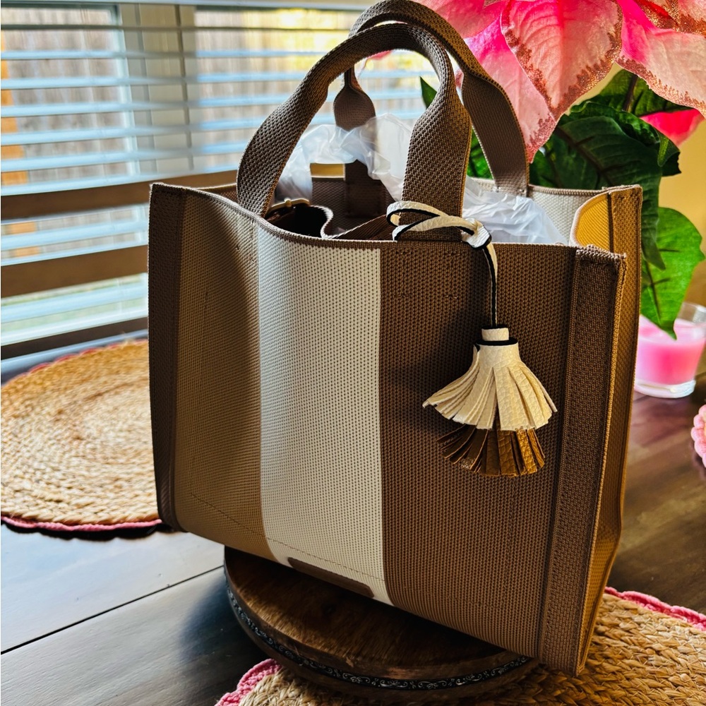 Antonio Melanie Chic Brown and Cream Tote Bag